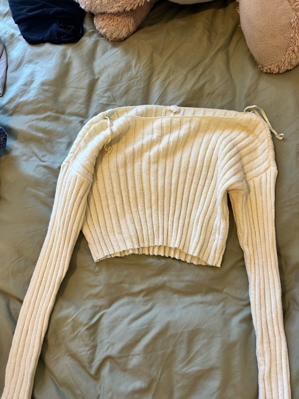 Yellow Ribbed Cropped Women's Sweater